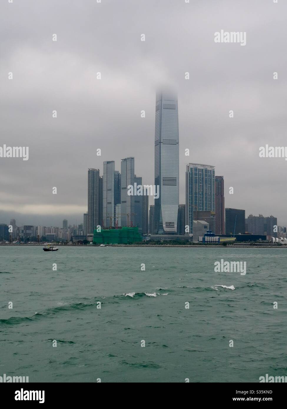 ICC tower in west Kowloon in Hong Kong. - Smartphone Captured Stock Image