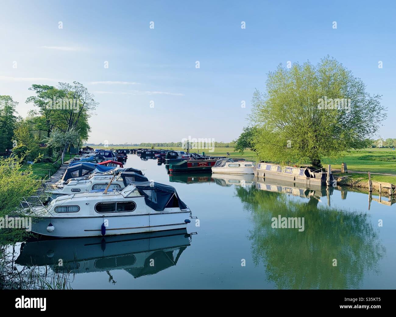 Boats moored on the Thames, Oxford, UK - Smartphone Captured Stock Image