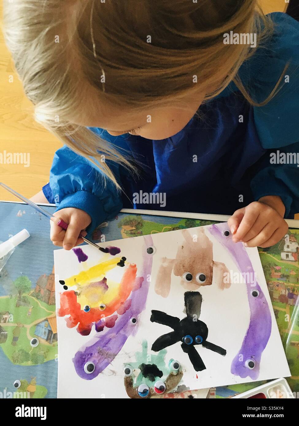 Girl drawing - Smartphone Captured Stock Image