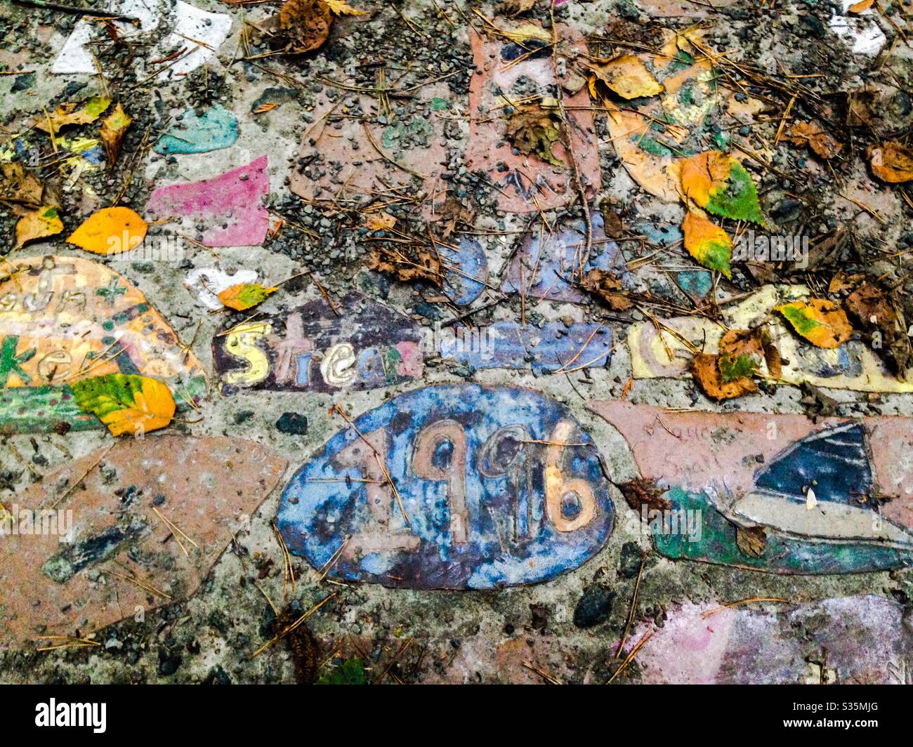 Pavement found near Lake Washington in Seattle Stock Photo