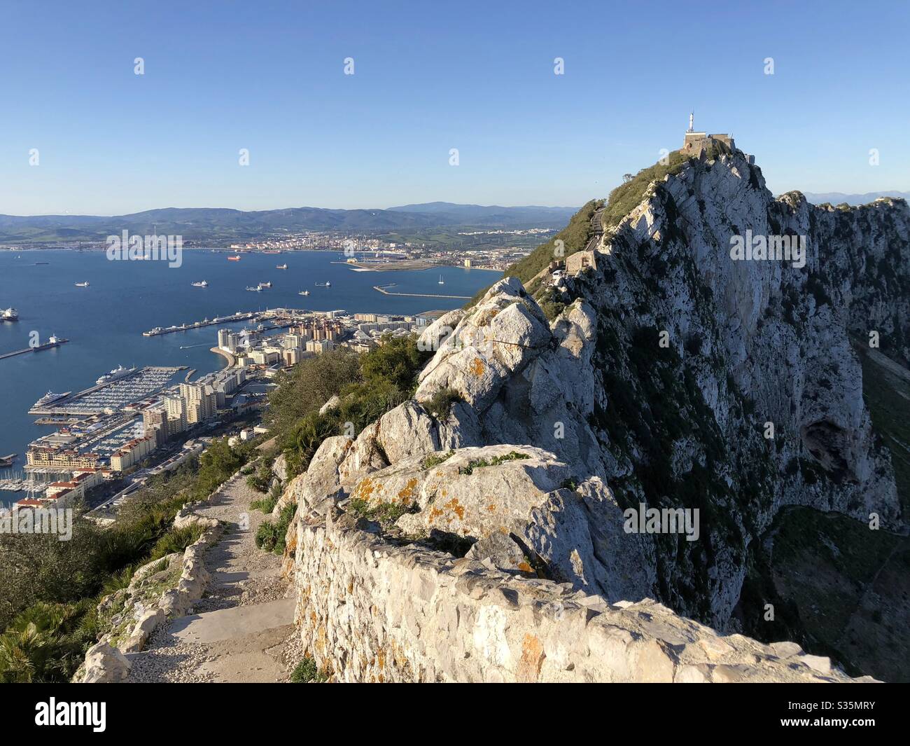 Looking north from the top of the rock of Gibraltar - Smartphone Captured Stock Image