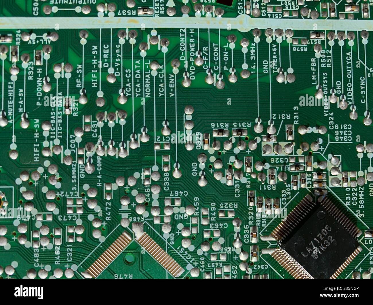 Green computer memory card, technology Stock Photo