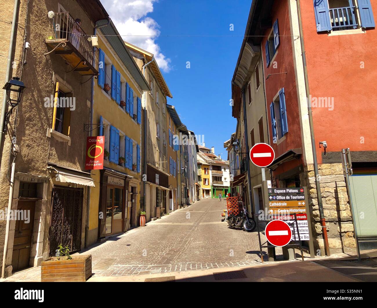 Embrun Street During Confinement Stock Photo