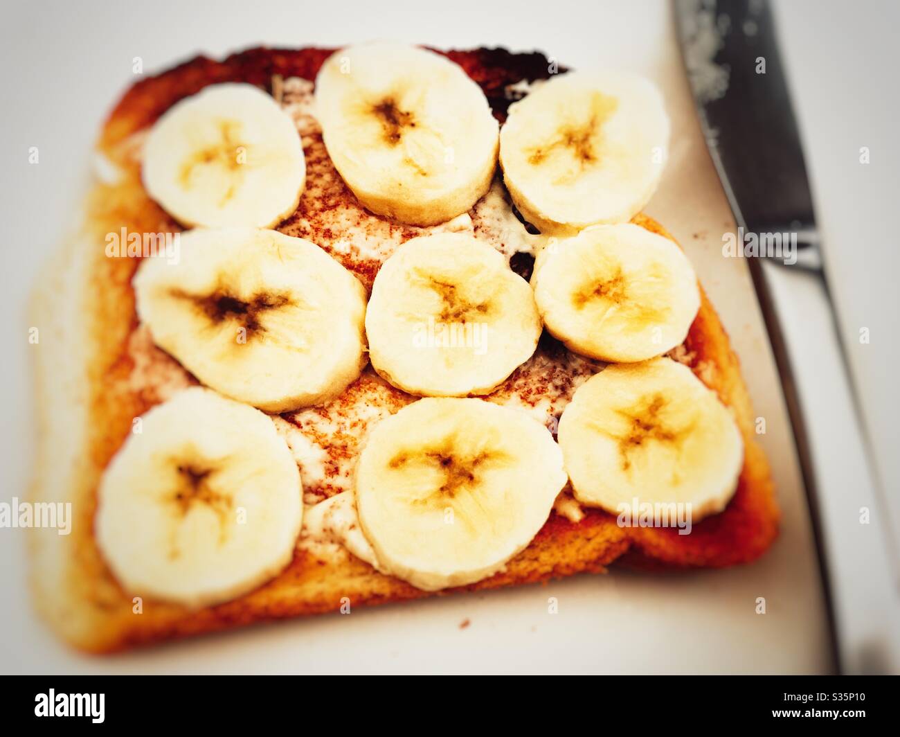 Banana on toast - Smartphone Captured Stock Image
