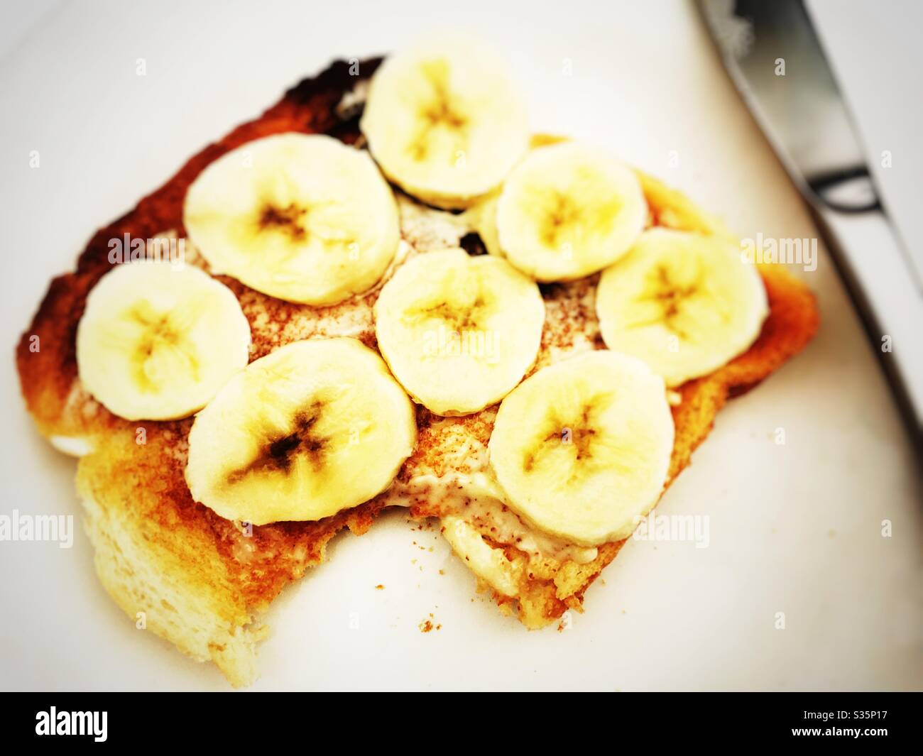 Banana on toast - Smartphone Captured Stock Image