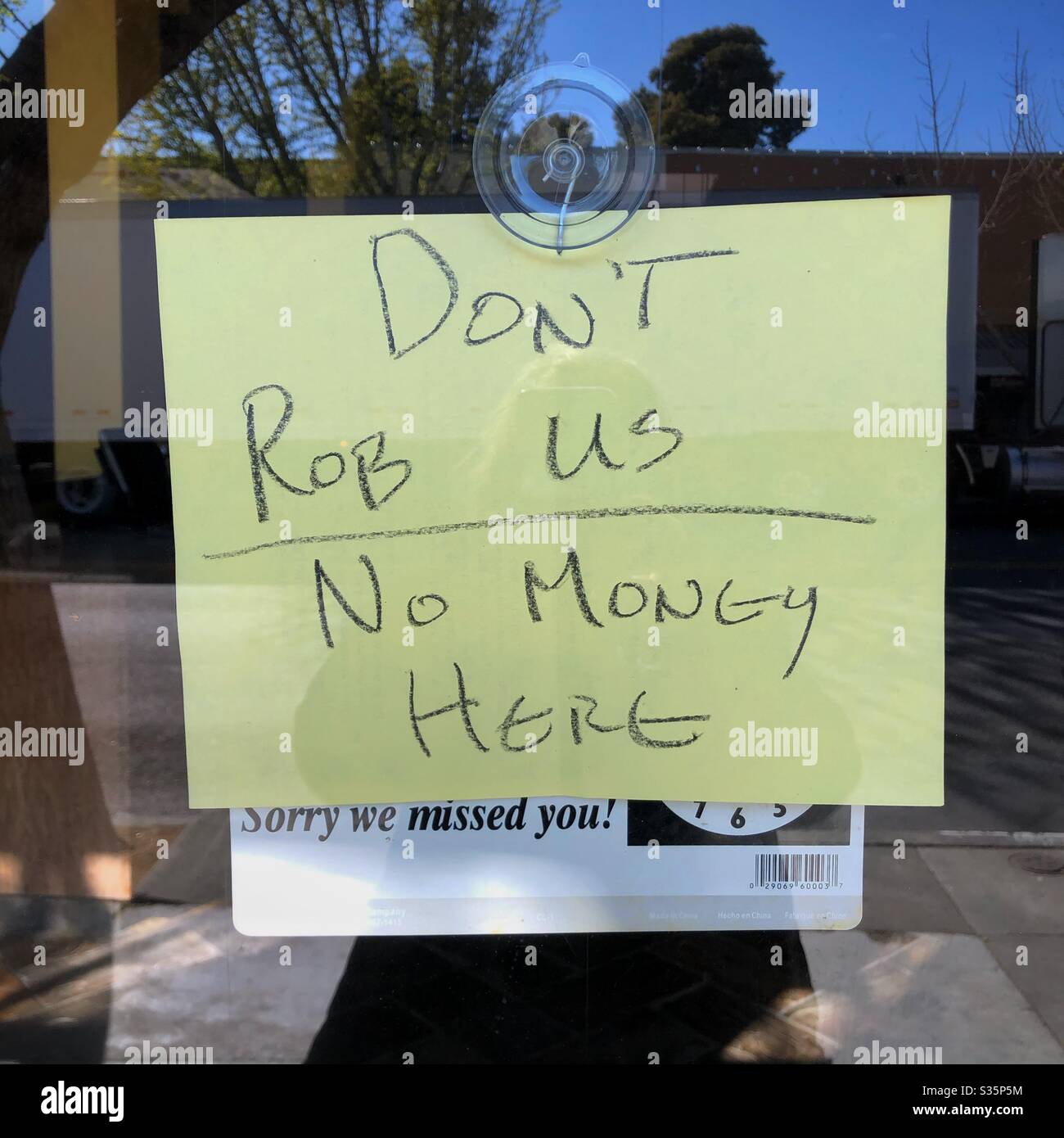 “Don’t Rob Us” during the lockdown of 2020. - Smartphone Captured Stock Image