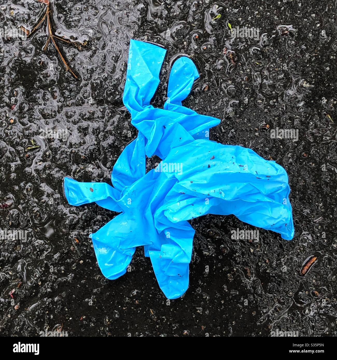 Please don’t litter, especially used rubber gloves during a pandemic. - Smartphone Captured Stock Image