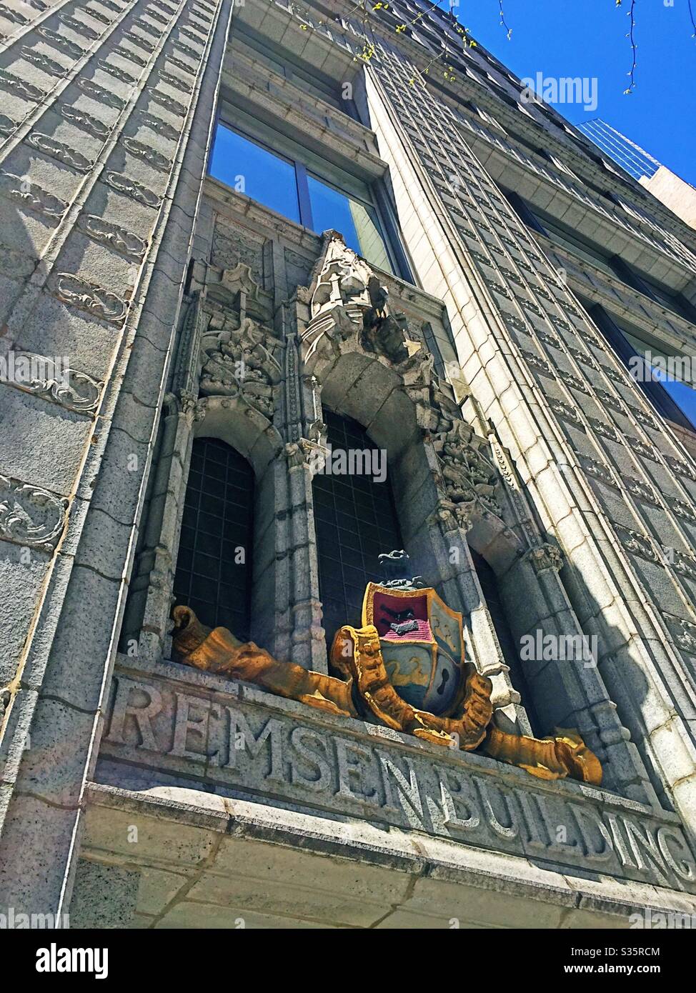 The front entrance of the Remsen building at 148 Madison Ave. features intricate Gothic details, NYC, USA - Smartphone Captured Stock Image The front entrance of the Remsen building at 148 Madison Ave. features intricate Gothic details, NYC, USA - Smartphone Captured Stock Image