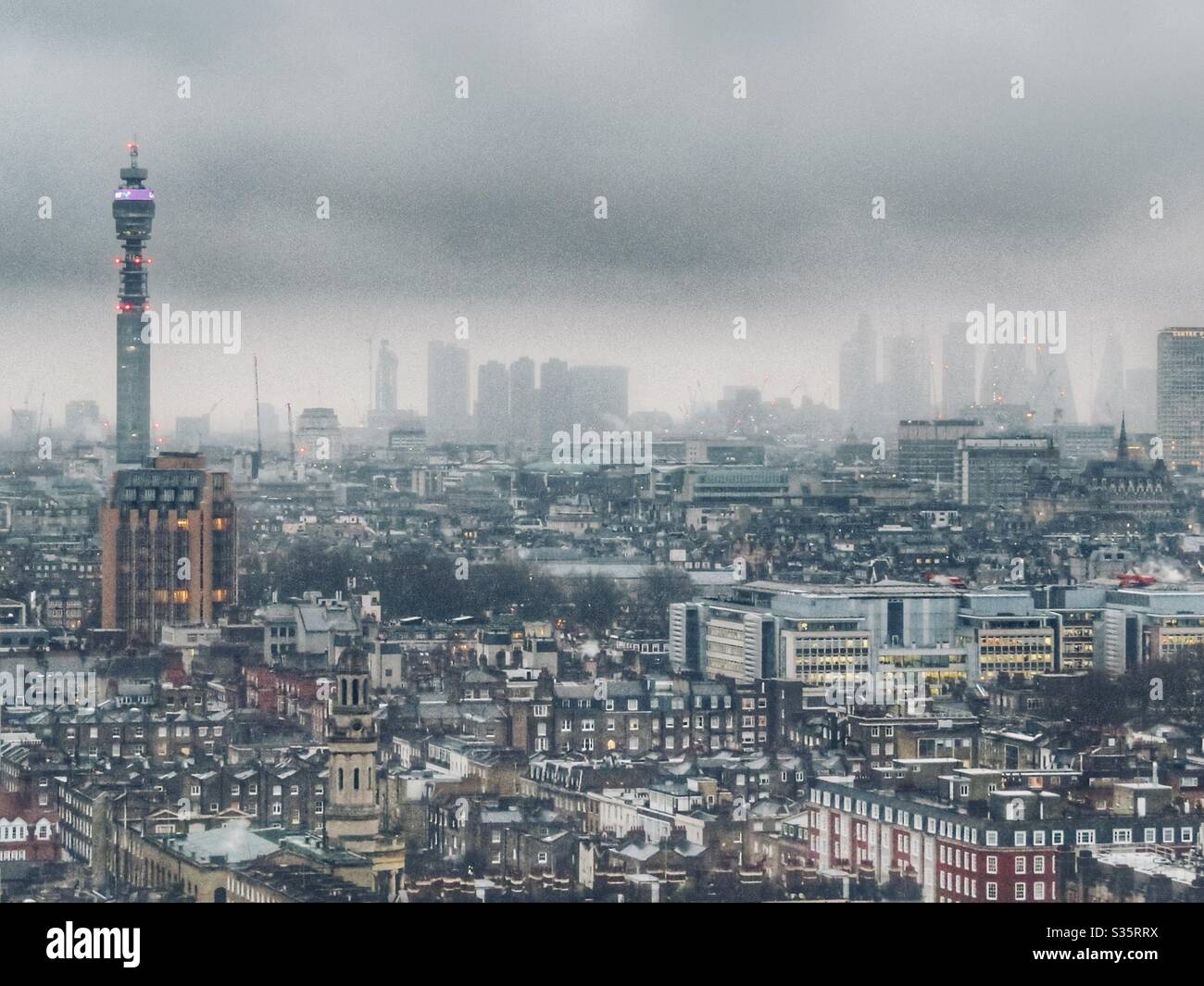 London skyline with BT Tower - Smartphone Captured Stock Image