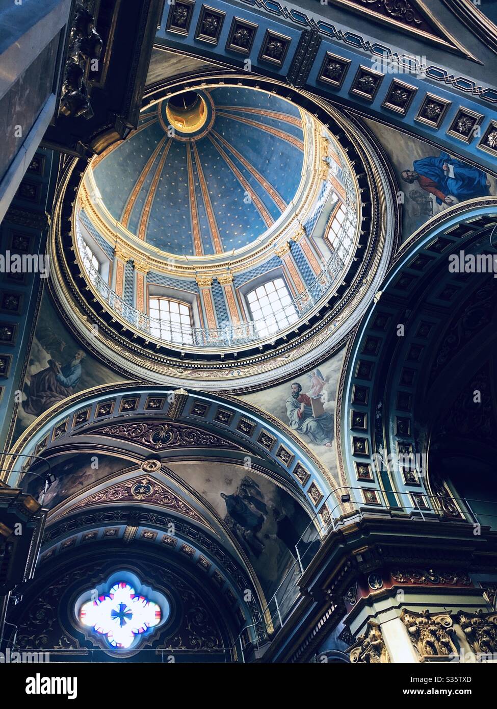 Beautiful dome church ceiling in Córdoba, Argentina. Stock Photo