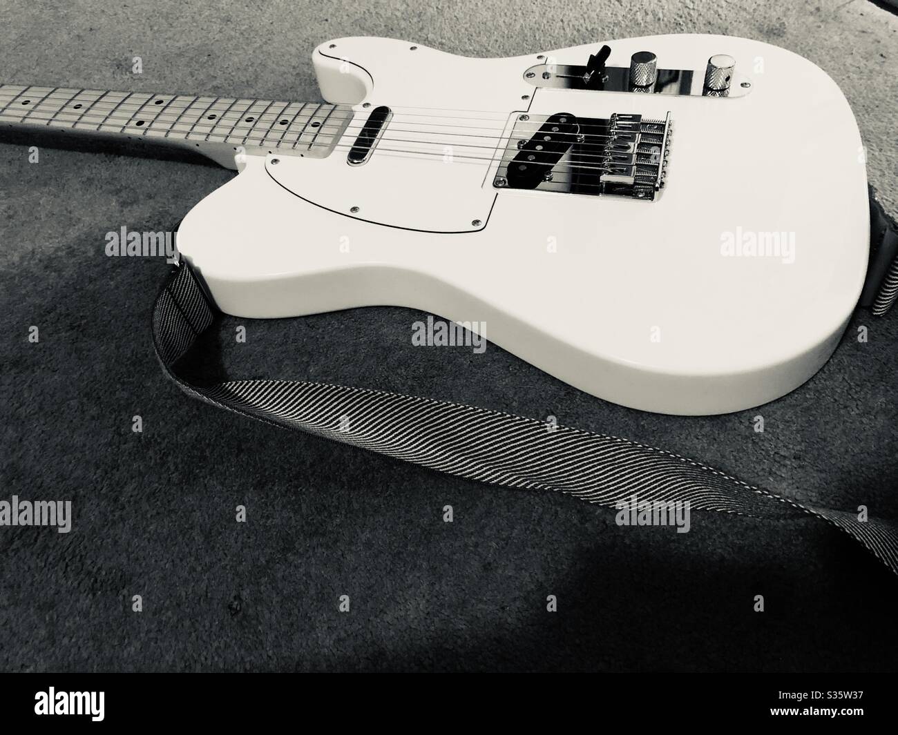 Electric Guitar in black and white Stock Photo Alamy