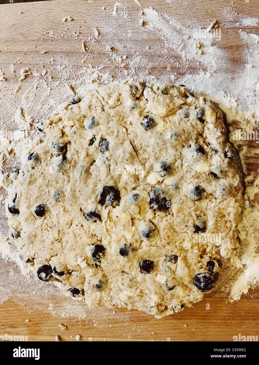 Blueberry scones dough Stock Photo