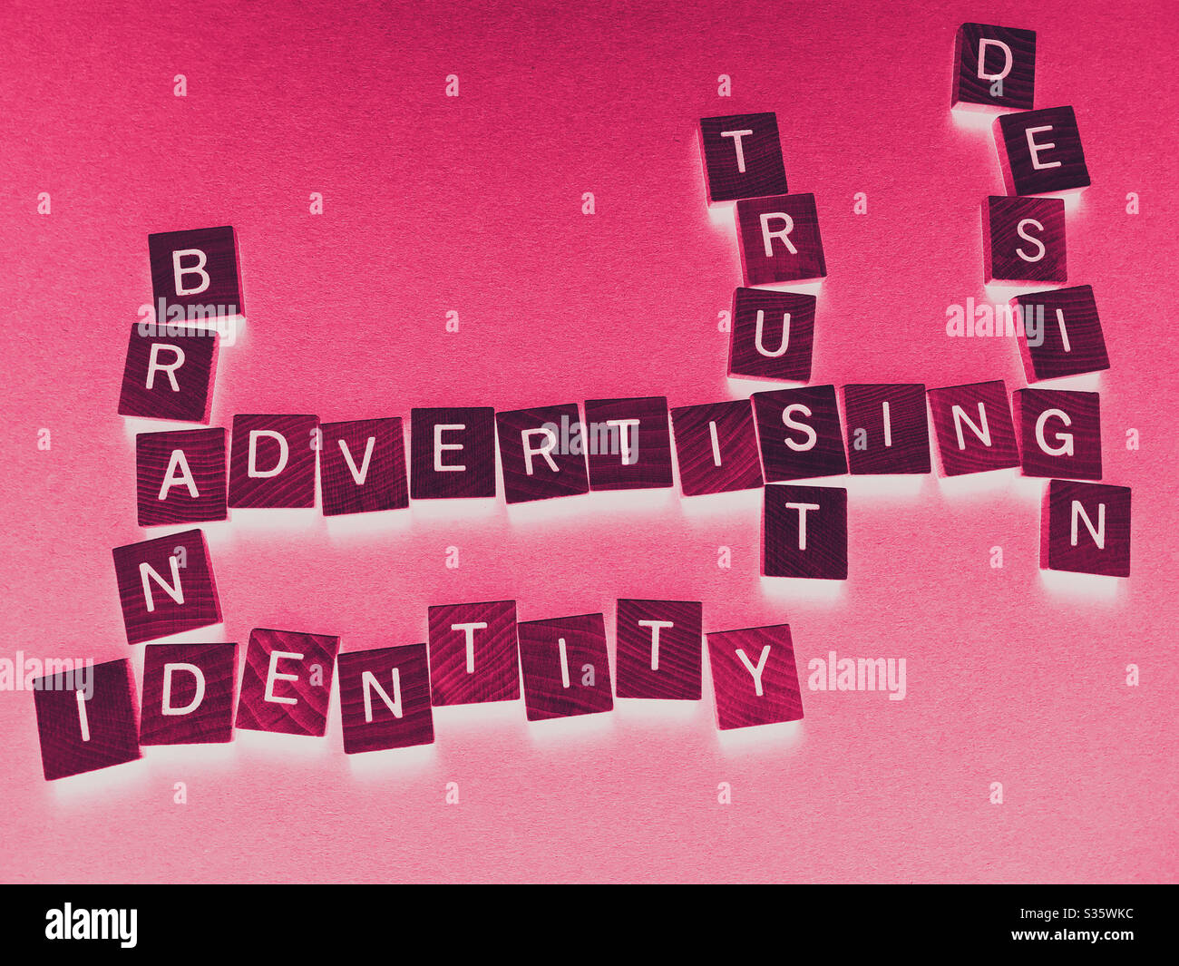 Advertising, Brand, Identity, Trust, Design, crossword in red Stock Photo