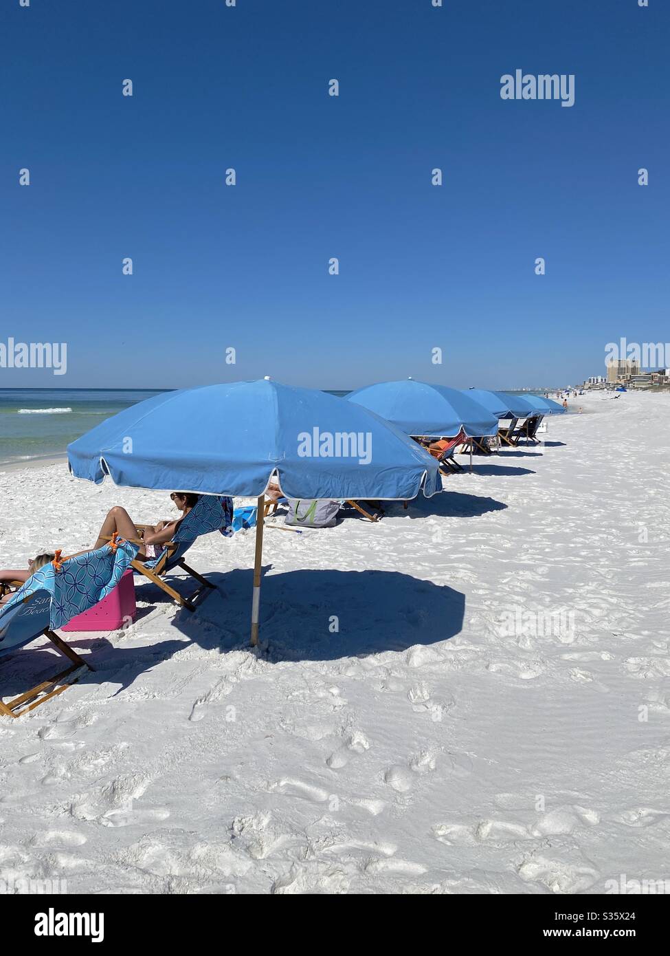 May 1st, 2020 Sandestin, Florida. Beaches reopen after lockdown from coronavirus virus pandemic - Smartphone Captured Stock Image
