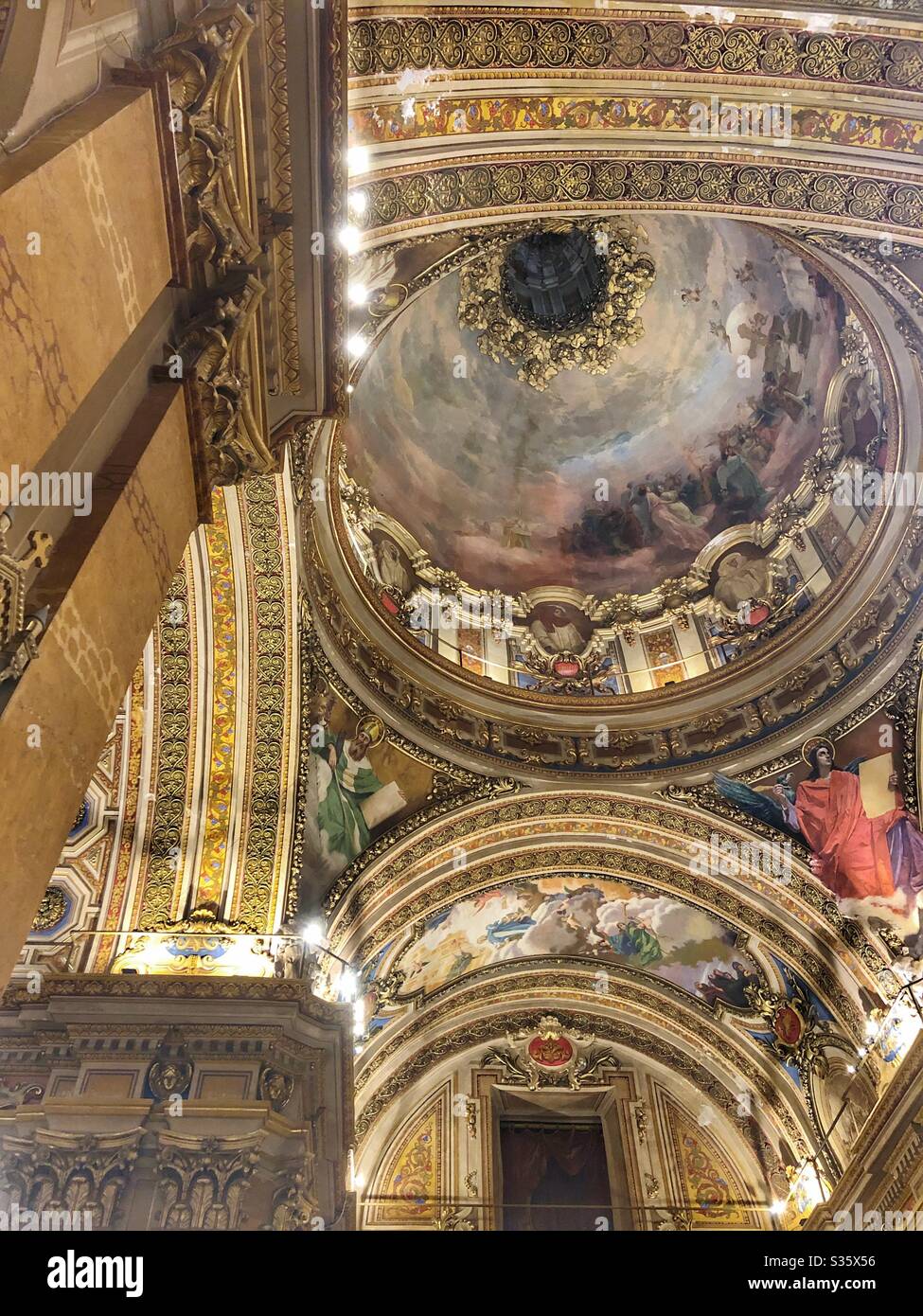 Ornate church ceiling in Córdoba, Argentina. - Smartphone Captured Stock Image