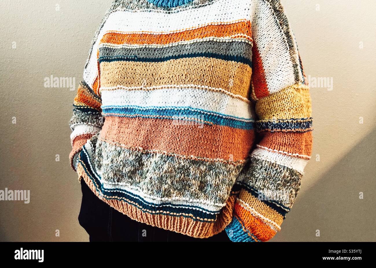 Sweater finished during covid19 isolation period Stock Photo