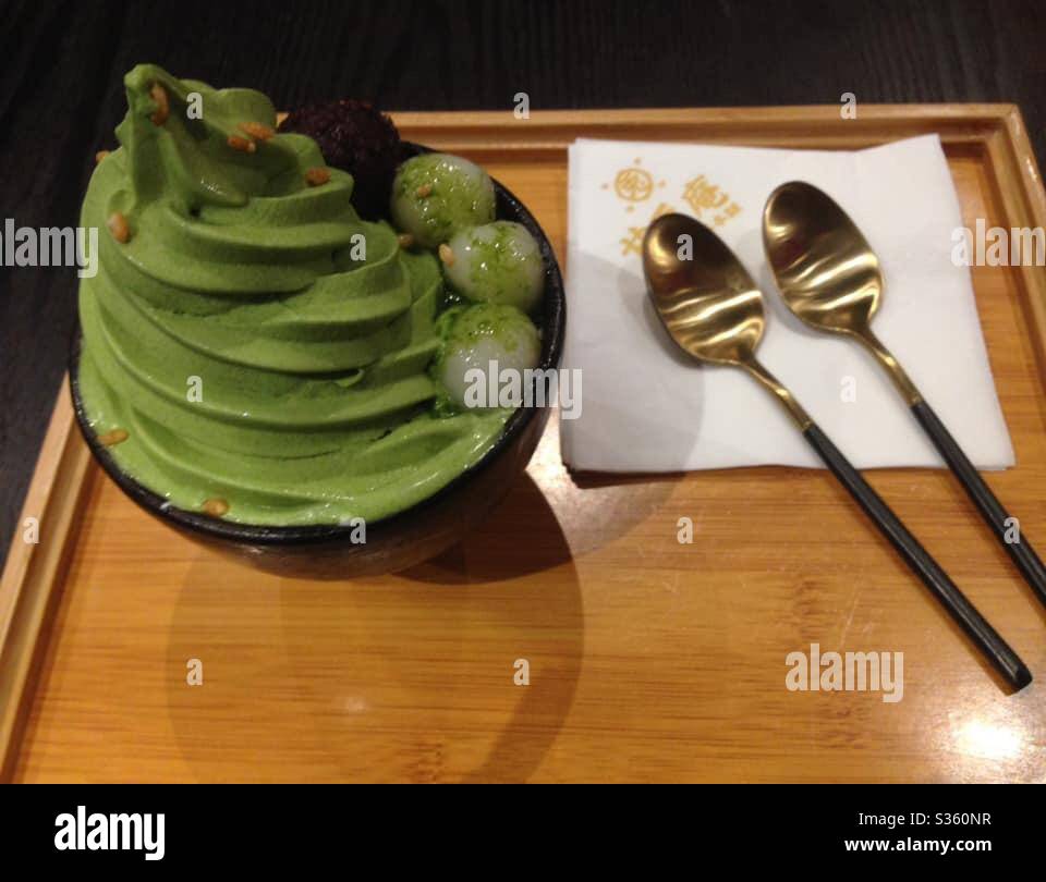Japanese green tea ice cream Stock Photo Alamy