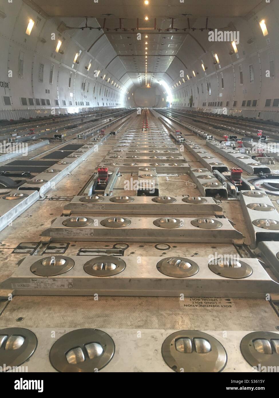 Main deck of Boeing 747-800 freighter - Smartphone Captured Stock Image