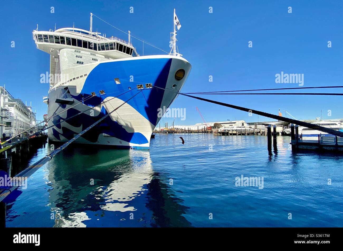 The Majestic Princess docked in the Prince’s Wharf in Auckland, New Zealand Stock Photo