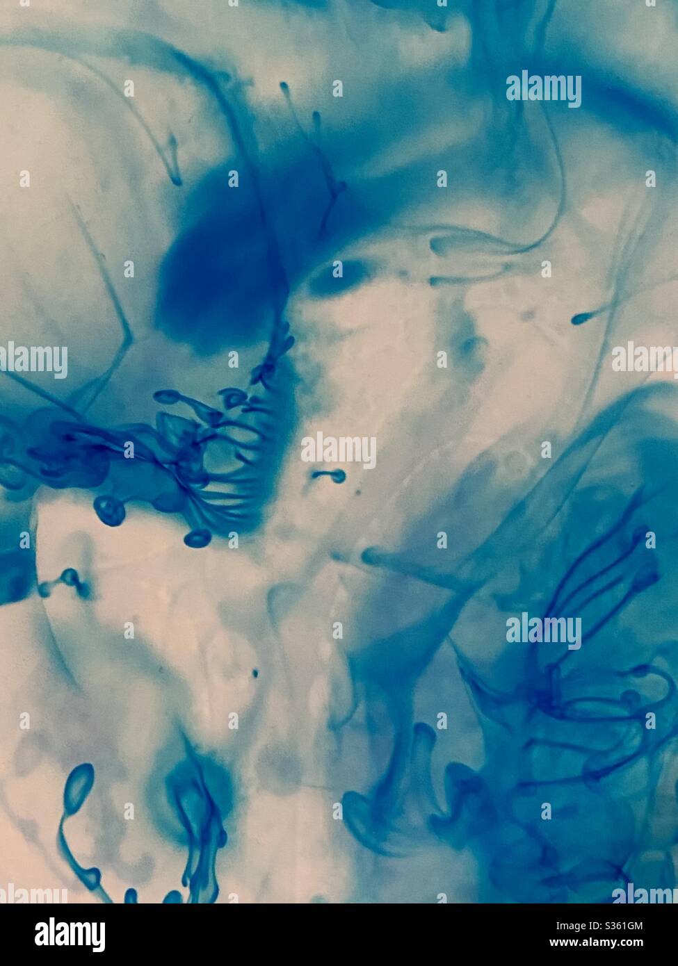 Abstract background of water, oil, and blue dye - Smartphone Captured Stock Image
