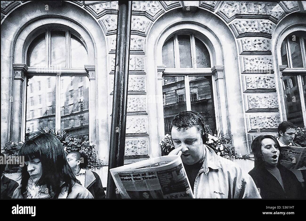 People queueing for a bus at Victoria Station, London. - Smartphone Captured Stock Image