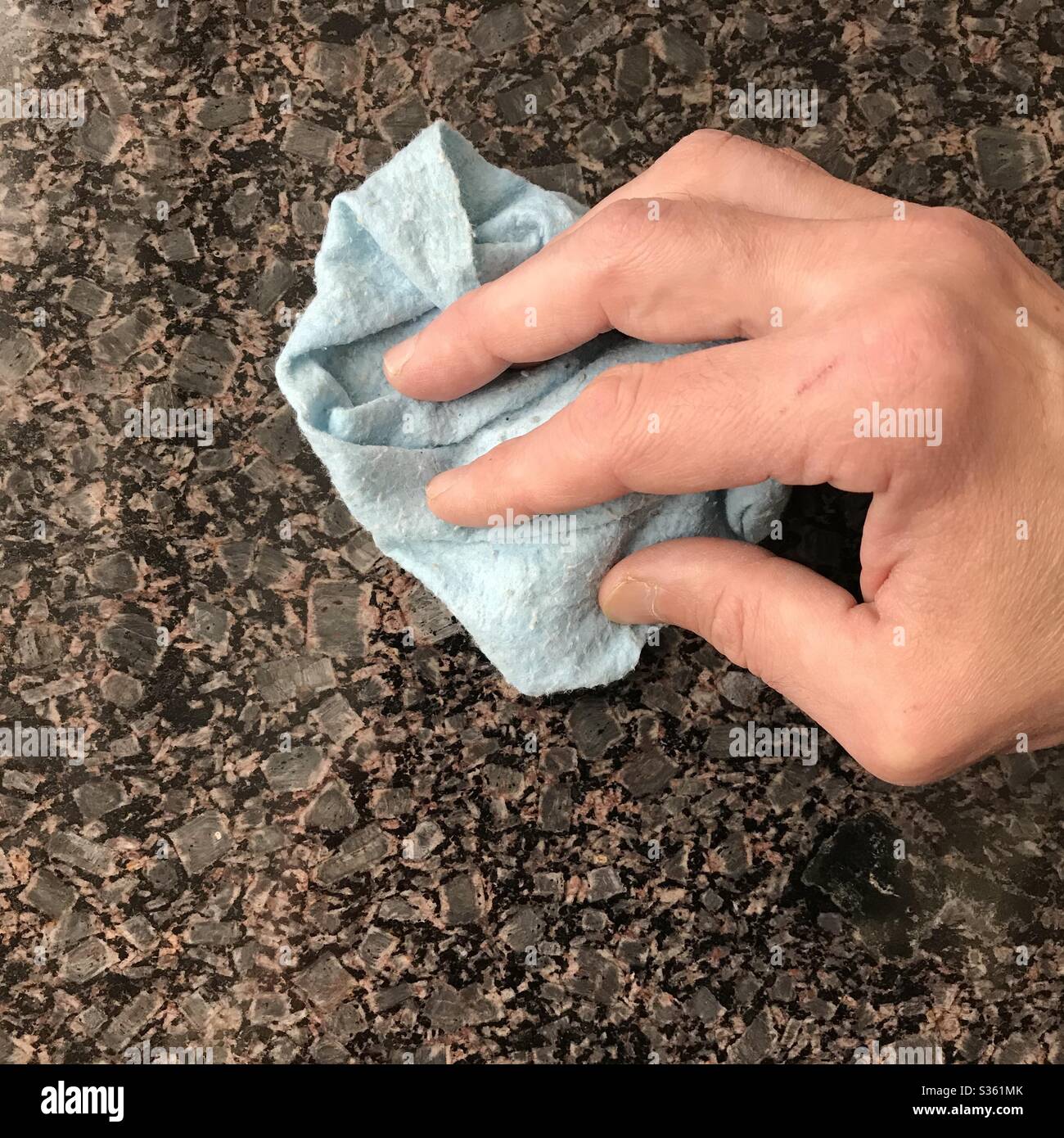 Polishing a Granite Board Stock Photo Alamy