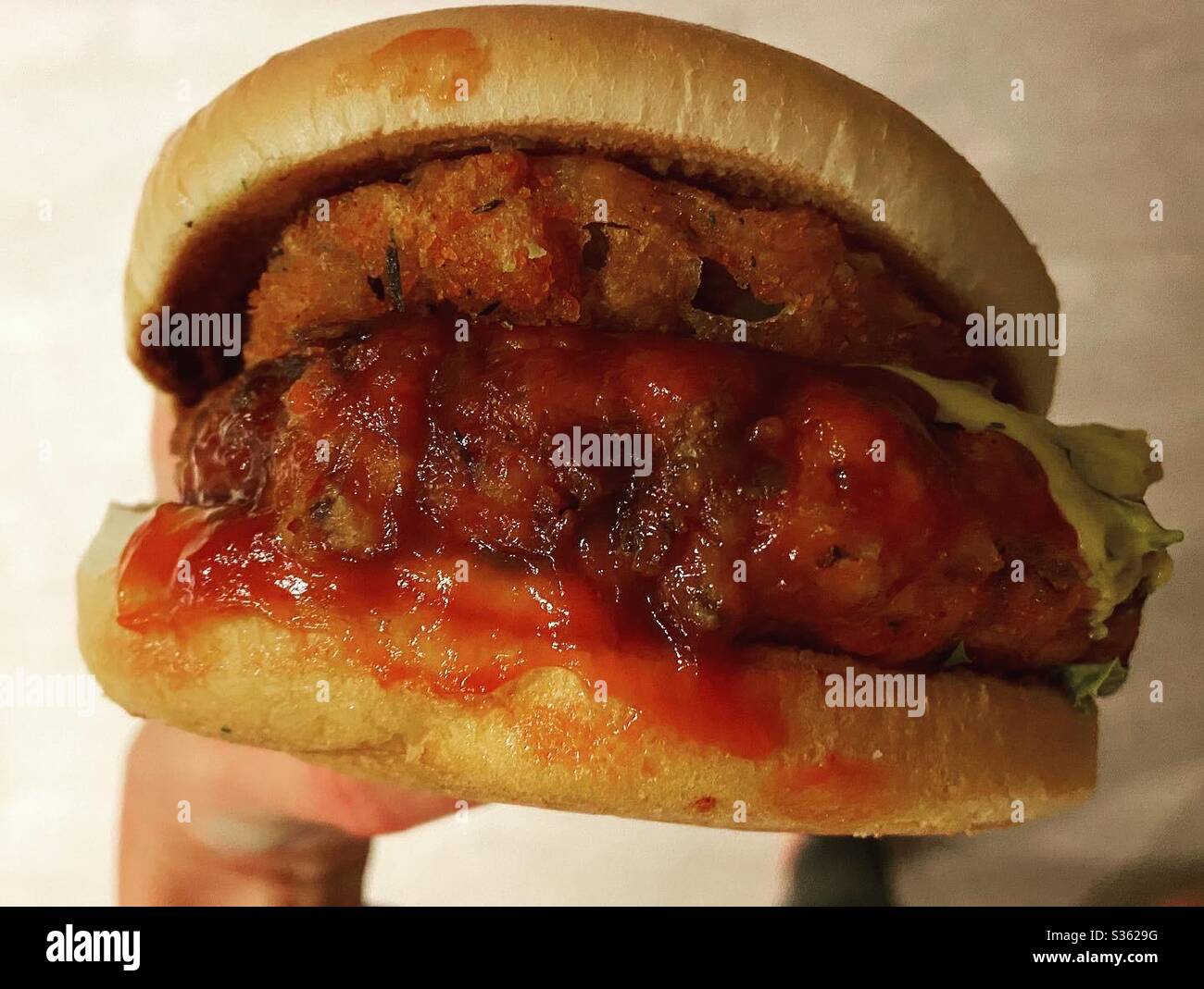 Vegan bbq jackfruit burger Stock Photo