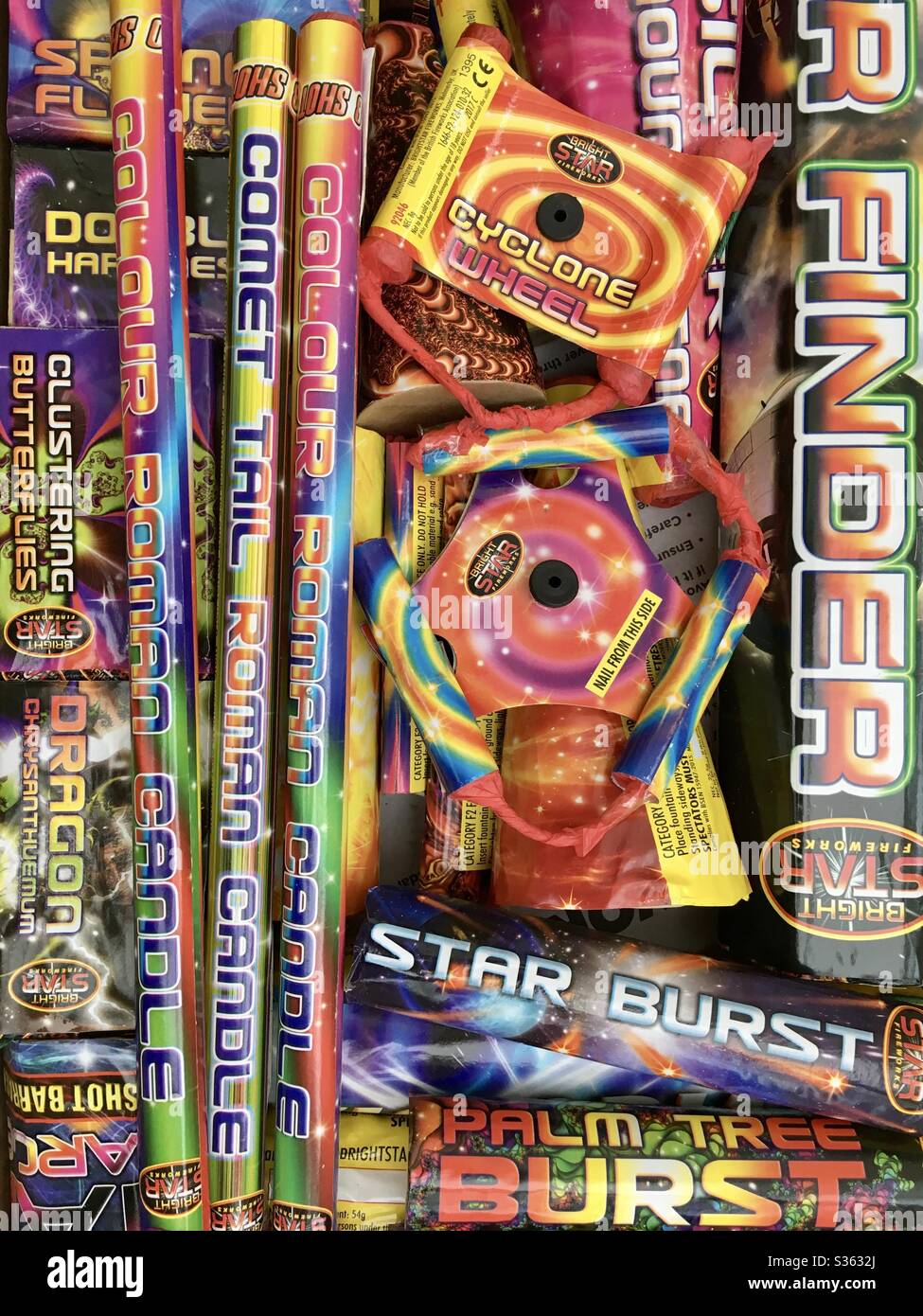 Box of fireworks ready for bonfire night - Smartphone Captured Stock Image