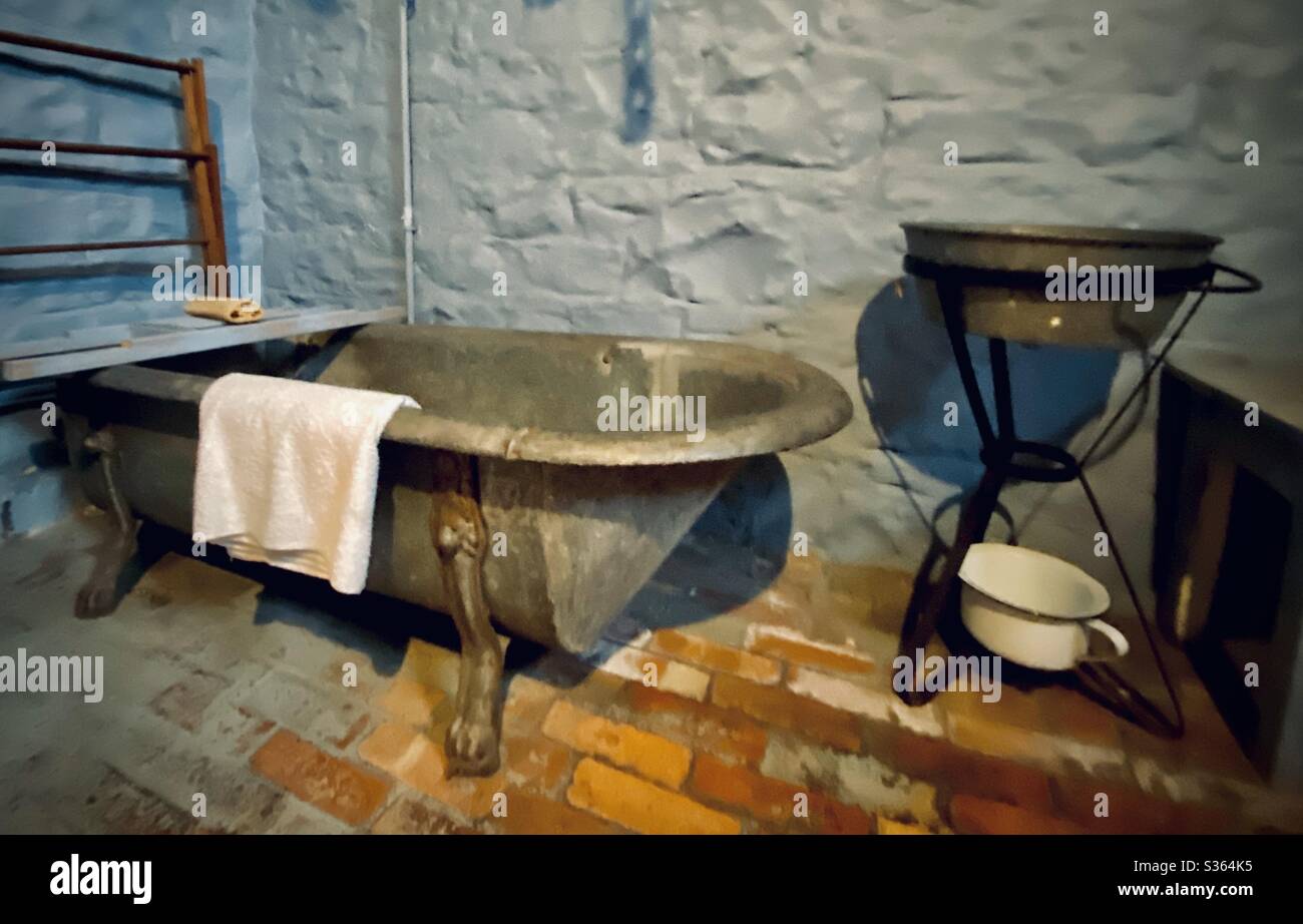 Antique bathtub and sink Stock Photo Alamy