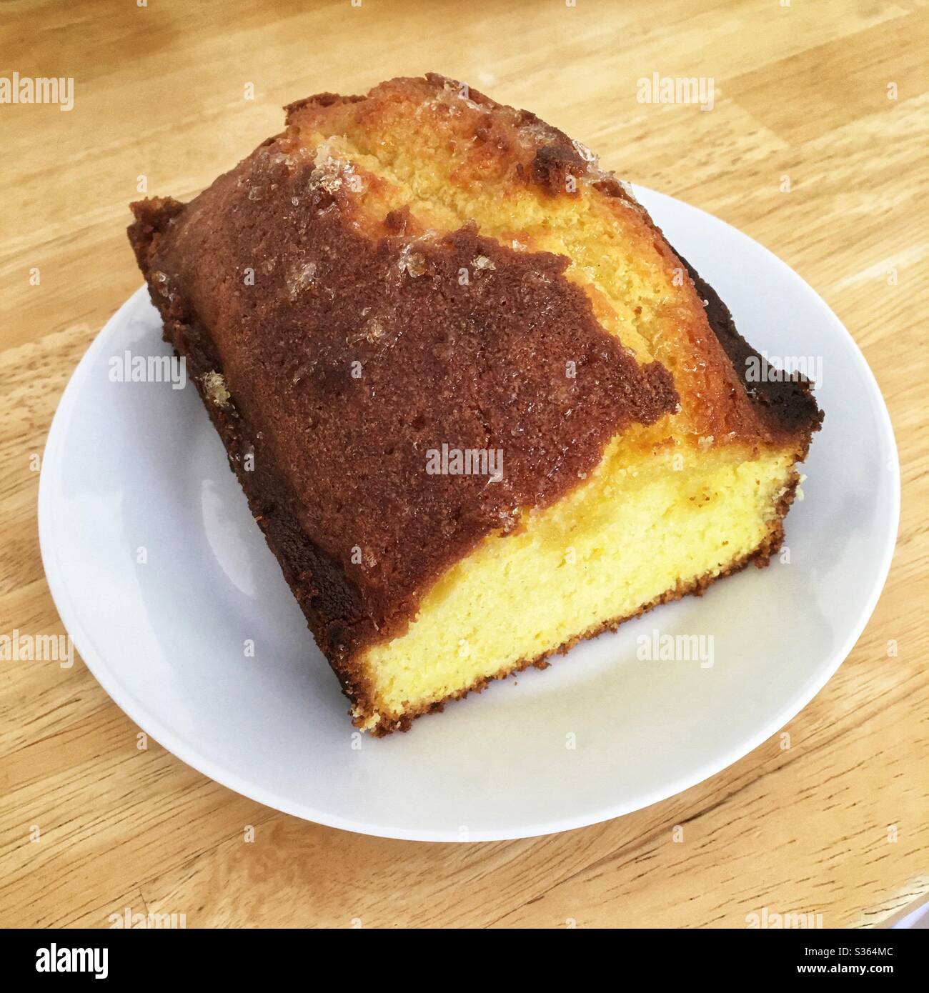 Homemade lemon drizzle cake - Smartphone Captured Stock Image