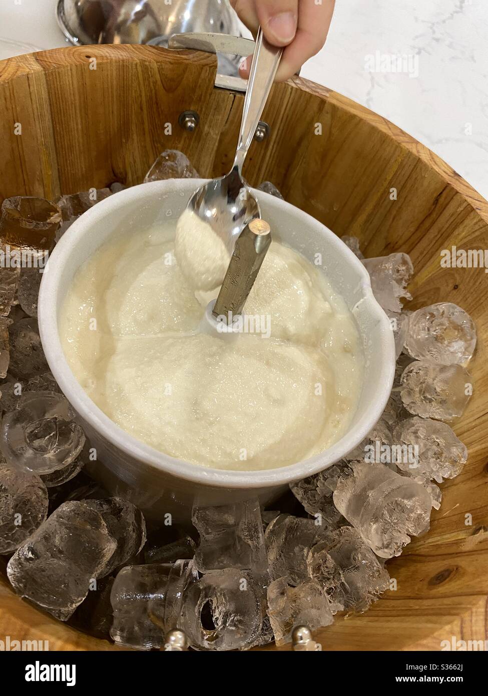 homemade banana ice cream with machine