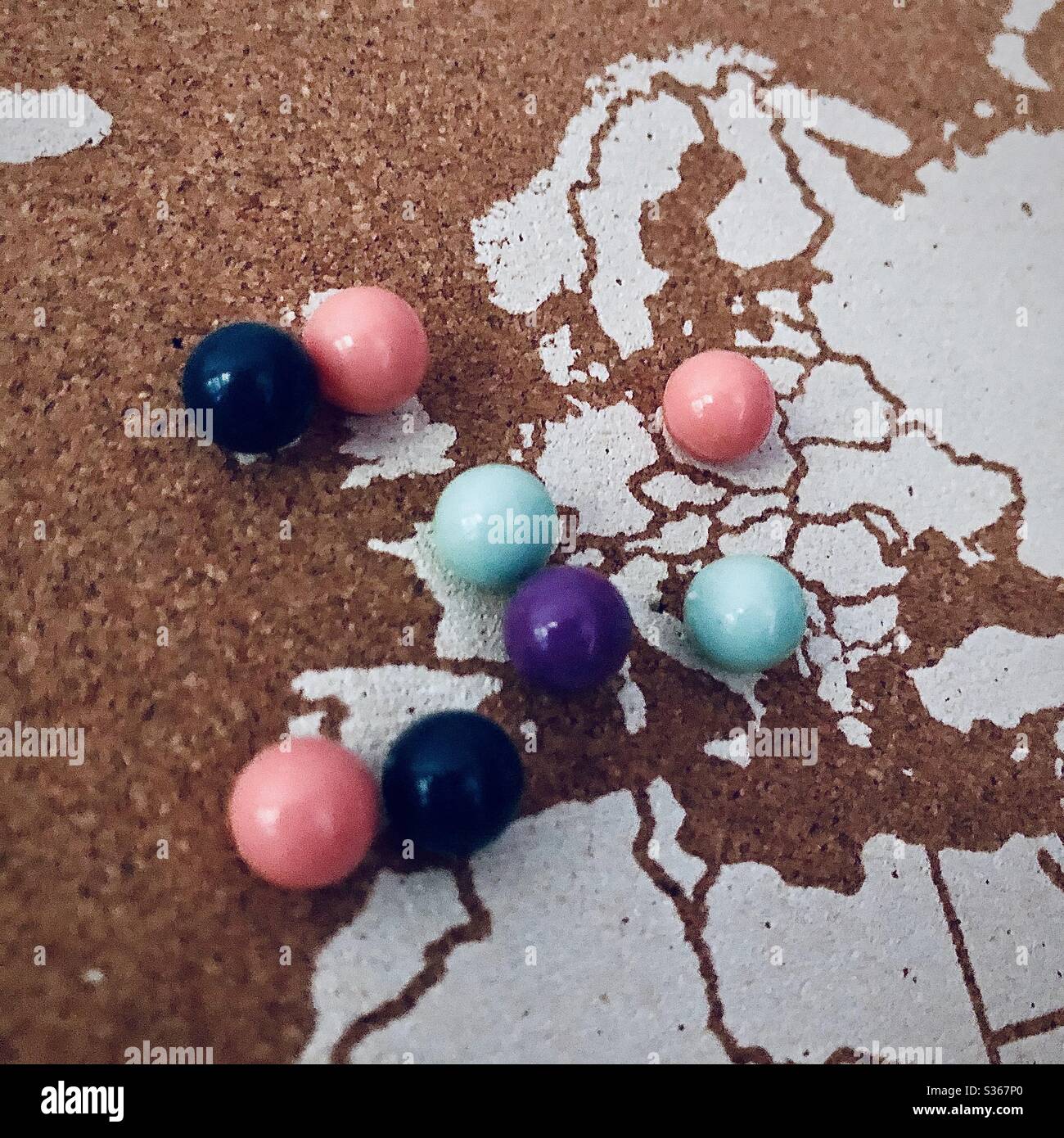 European Map Pinboard Stock Photo