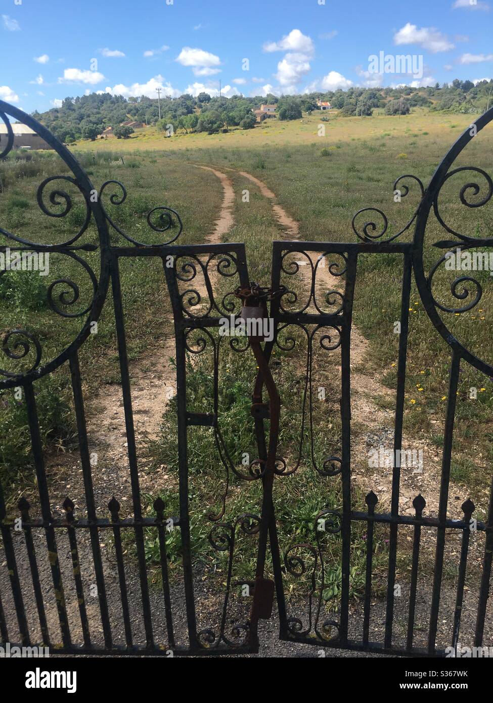 Locked farmer’s gate Stock Photo Alamy