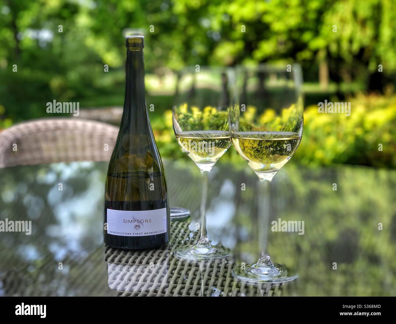 White wine and glasses Stock Photo Alamy