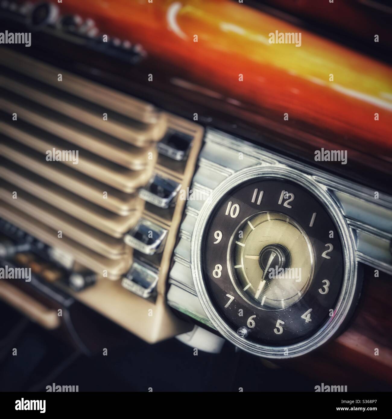 Classic car dashboard clock - Smartphone Captured Stock Image