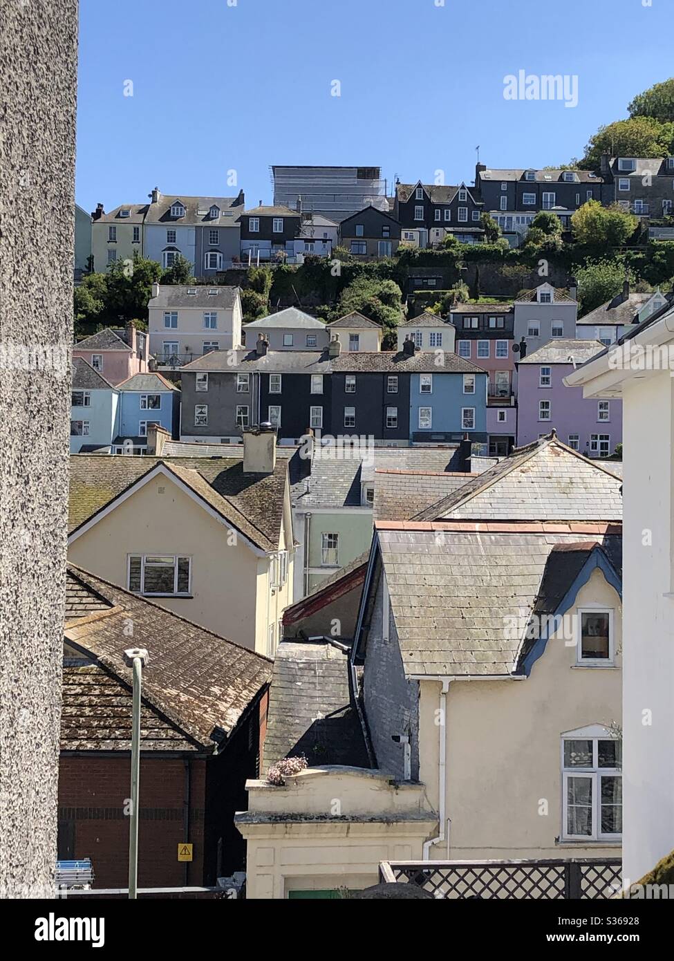 Roof top houses - hillside houses - Smartphone Captured Stock Image