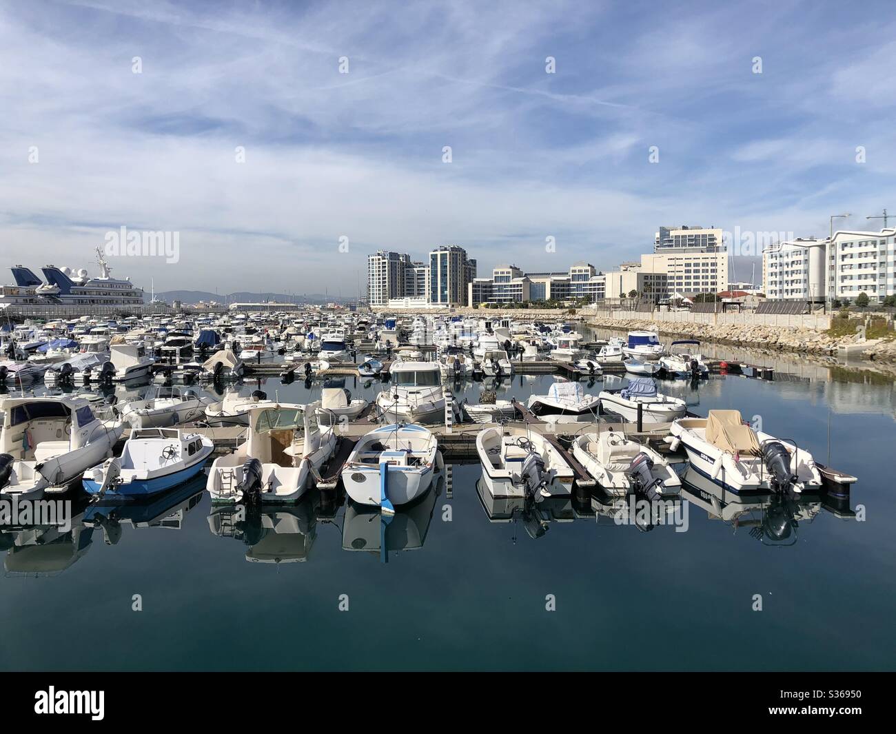 Small boat marina in Gibraltar - Smartphone Captured Stock Image