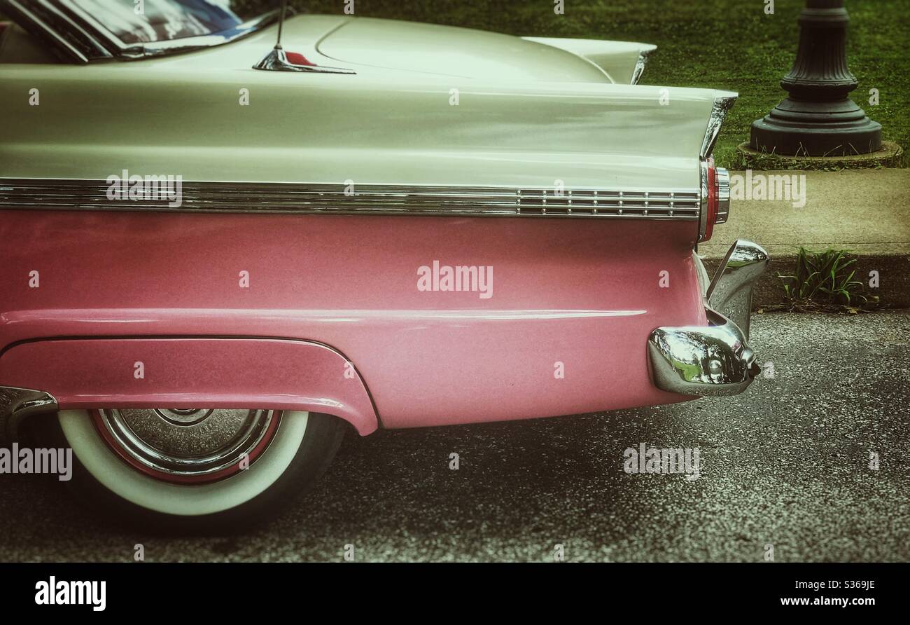 Pink and white vntage Ford Crown Victoria Stock Photo