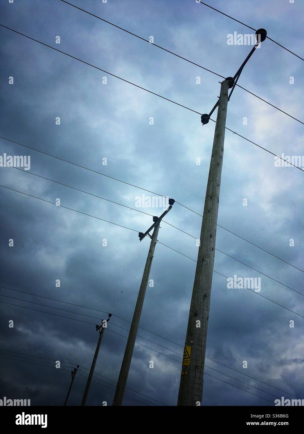 4 electricity poles in a row - Smartphone Captured Stock Image