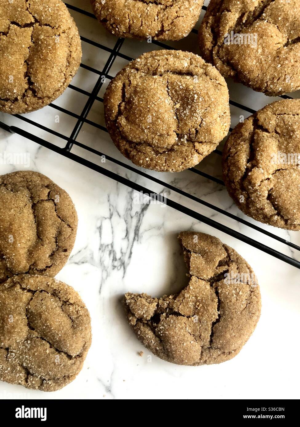 Molasses cookies on a wire cooling rack - Smartphone Captured Stock Image