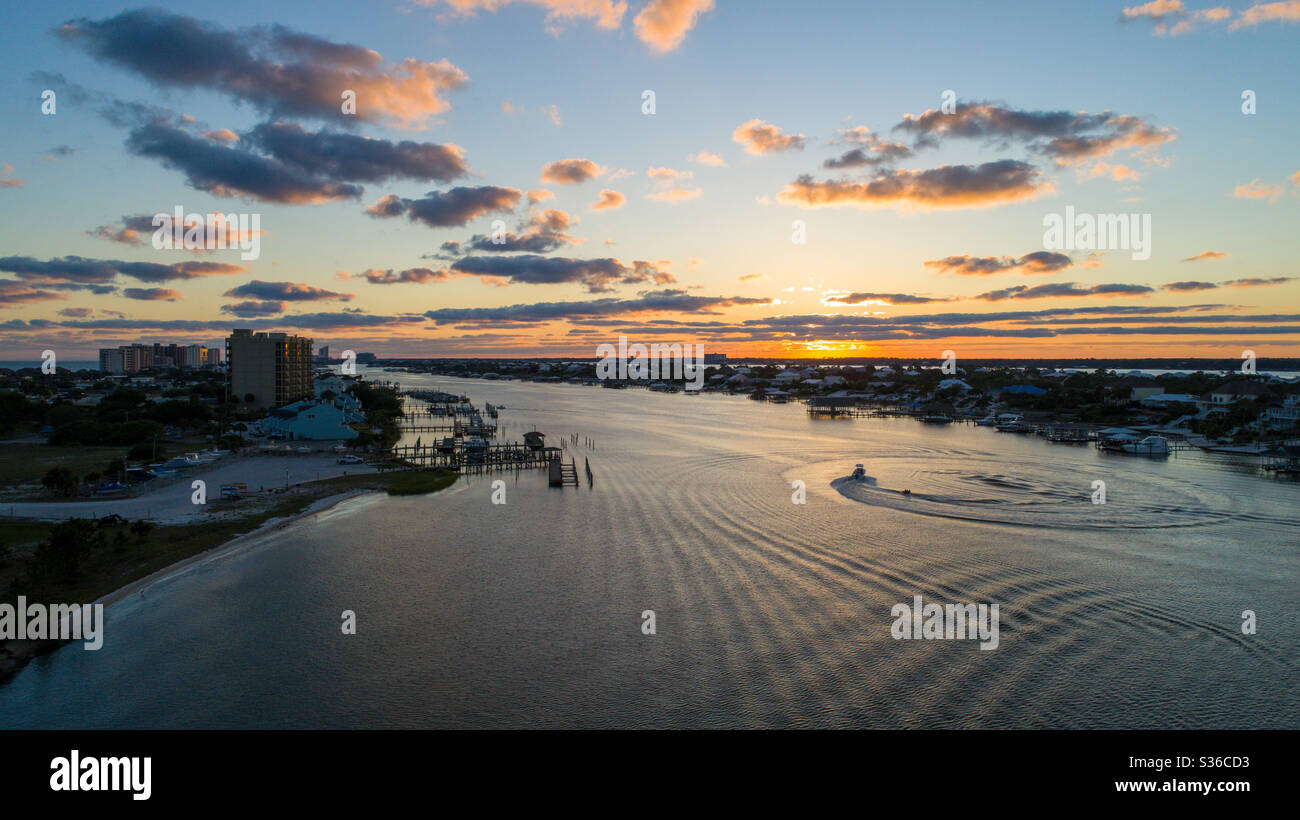 Perdido Key Beach at sunset Stock Photo