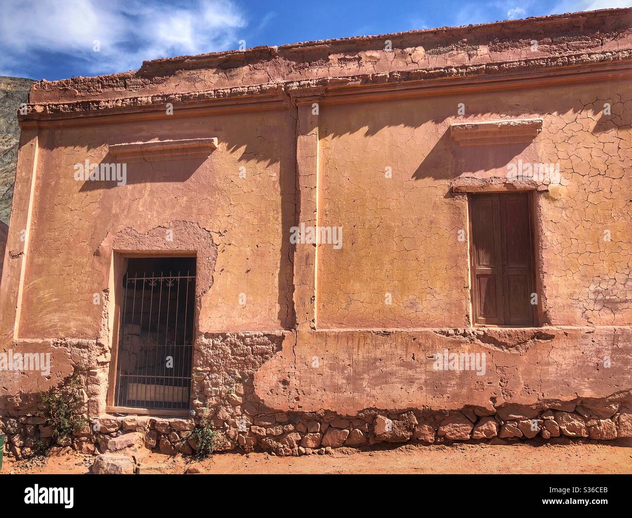 Purmamarca, an original mountain town with adobe buildings in Northern Argentina. Stock Photo