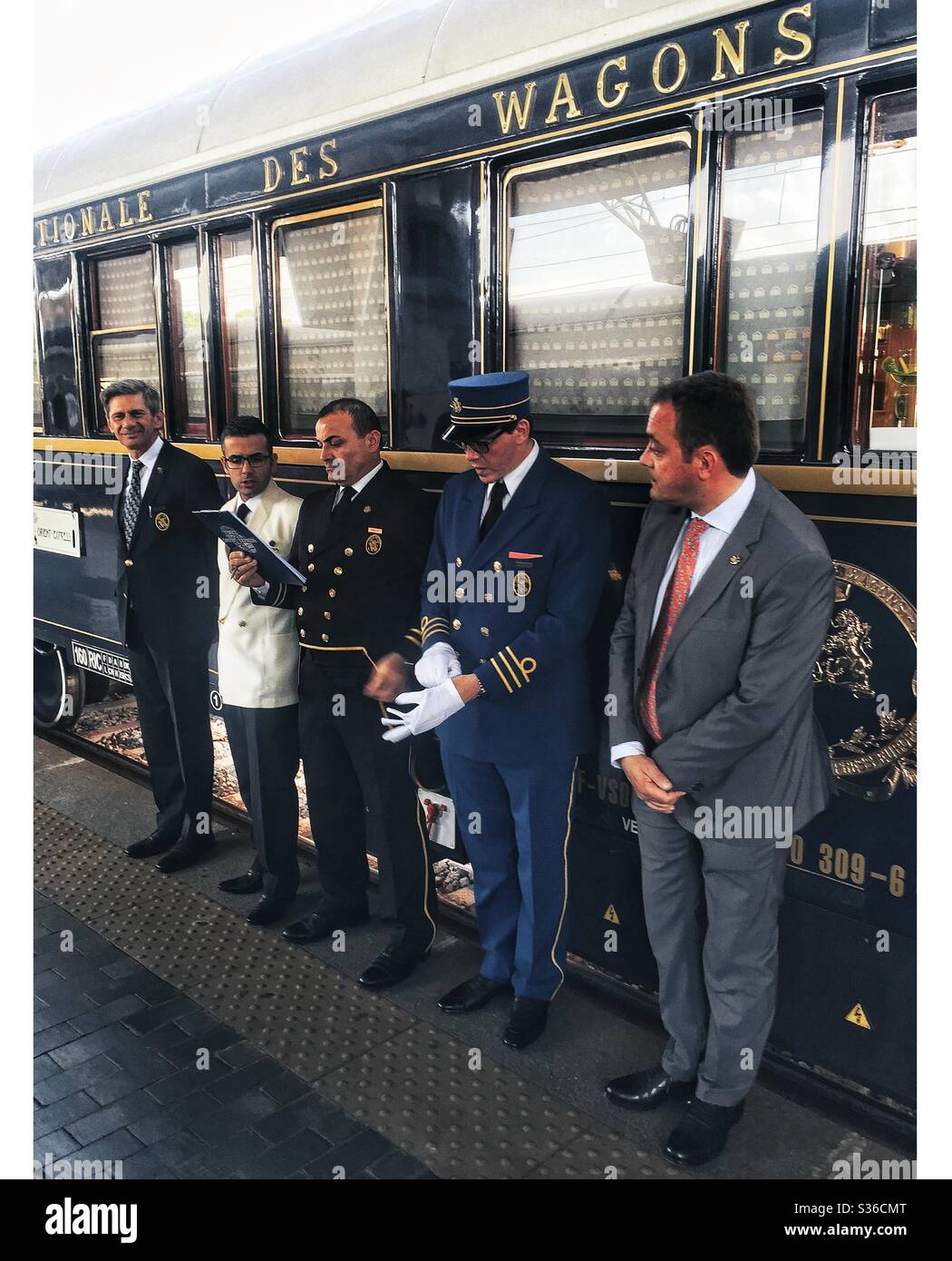 Staff of Venice Simplon Orient Express prepare for trip - Smartphone Captured Stock Image