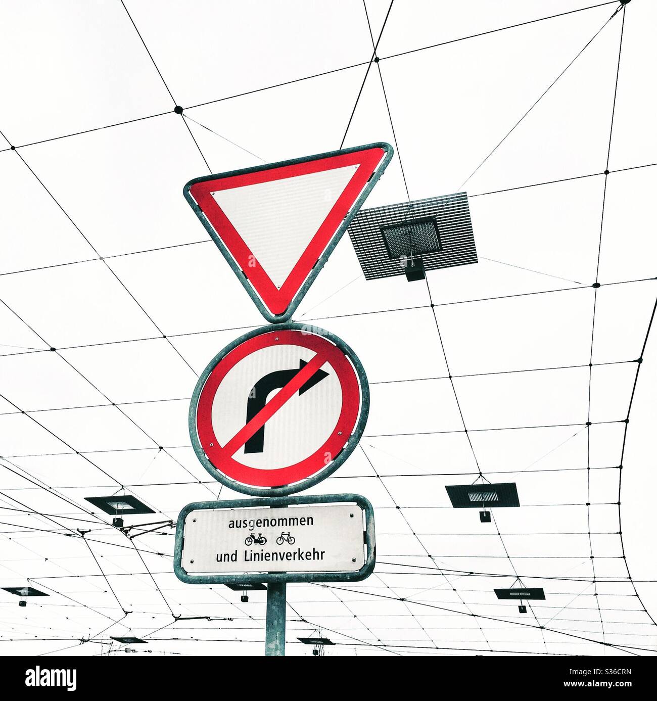 Give way, no right turn - Smartphone Captured Stock Image