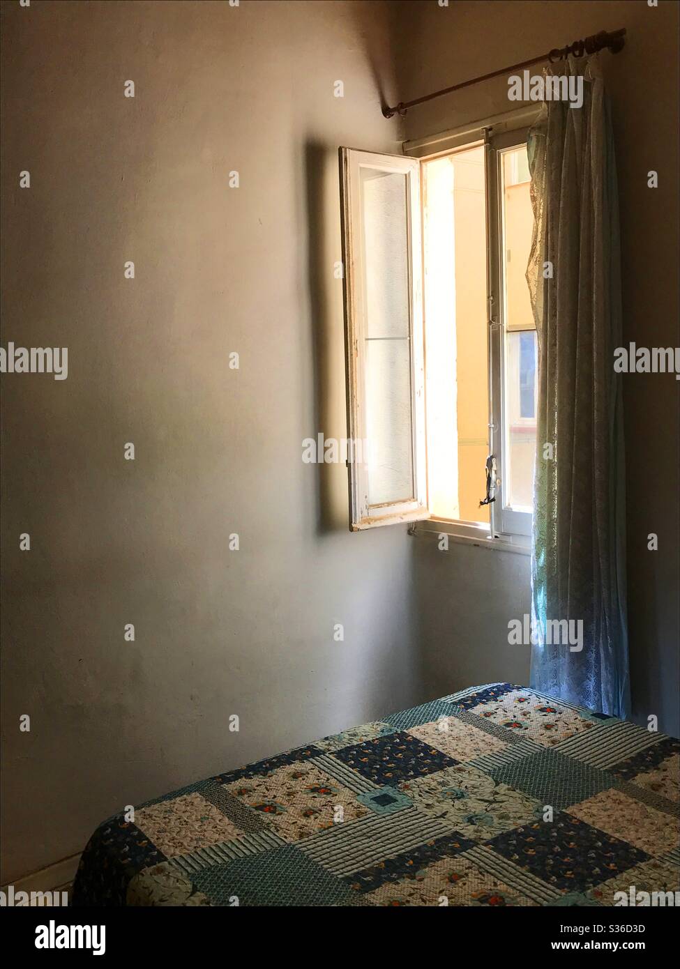 Open window in bedroom. - Smartphone Captured Stock Image