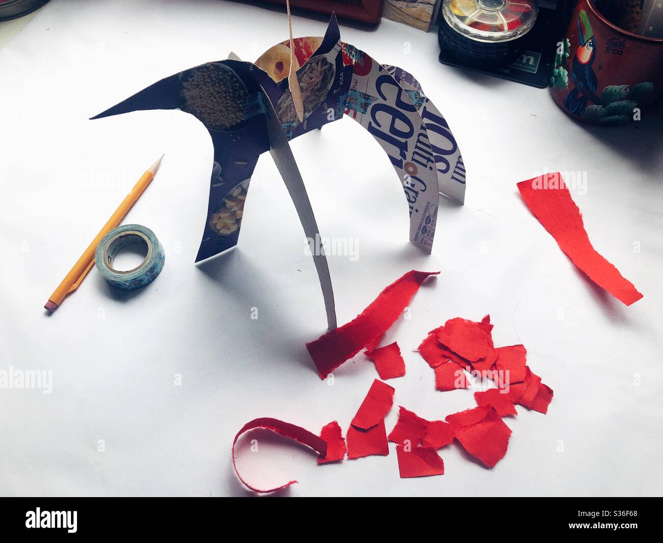 Making paper sculpture for distance learning art lesson Stock Photo Alamy