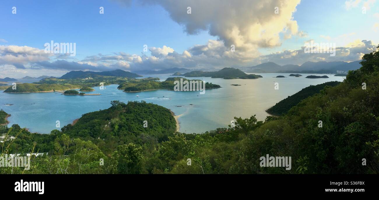 Hong Kong outlying island’s in Port Shelter Bay, Sai Kung, Eastern New Territories. Beautiful clear skies during Covid19 pandemic. Stock Photo