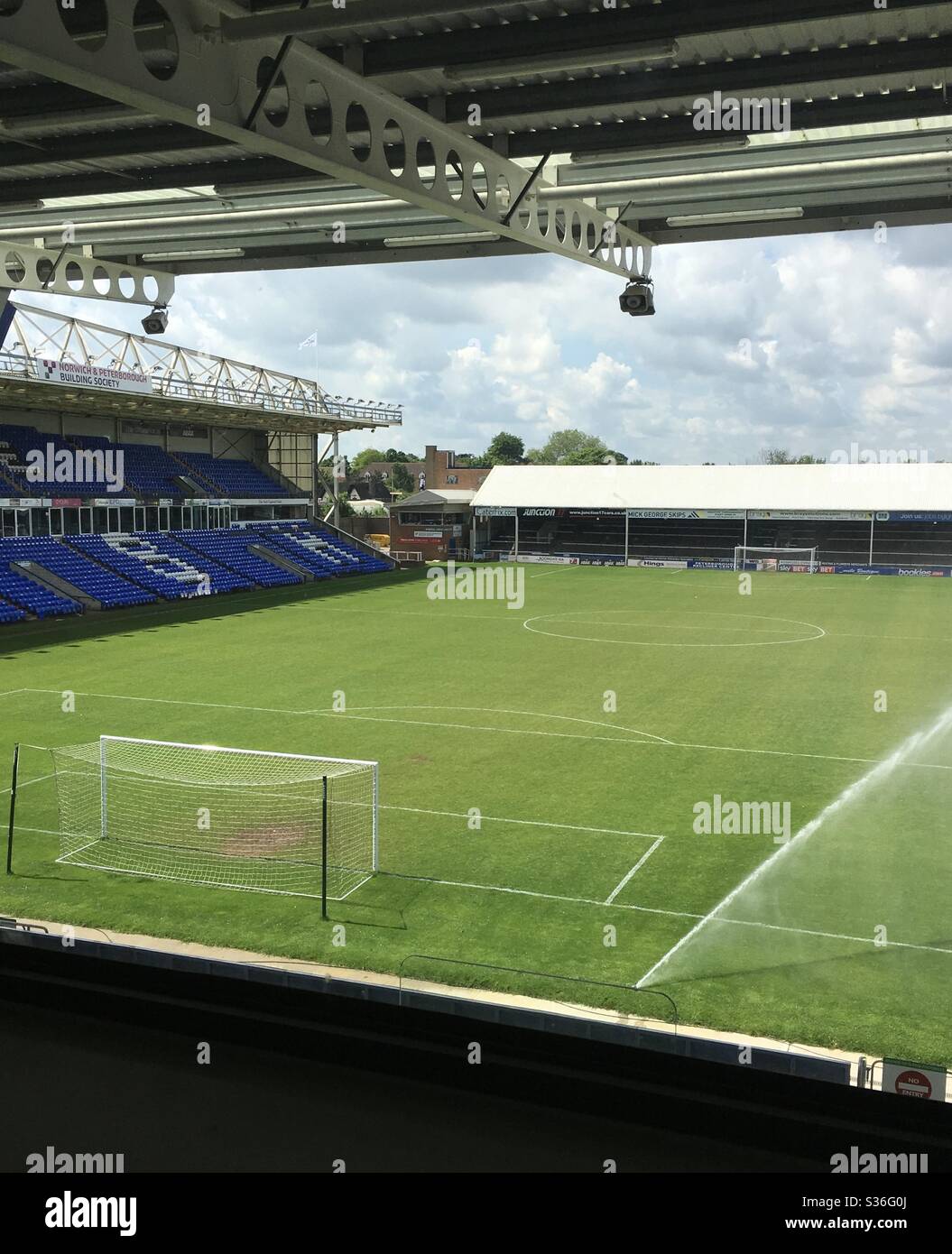 Football pitch at Peterborough Football Club Stock Photo - Alamy