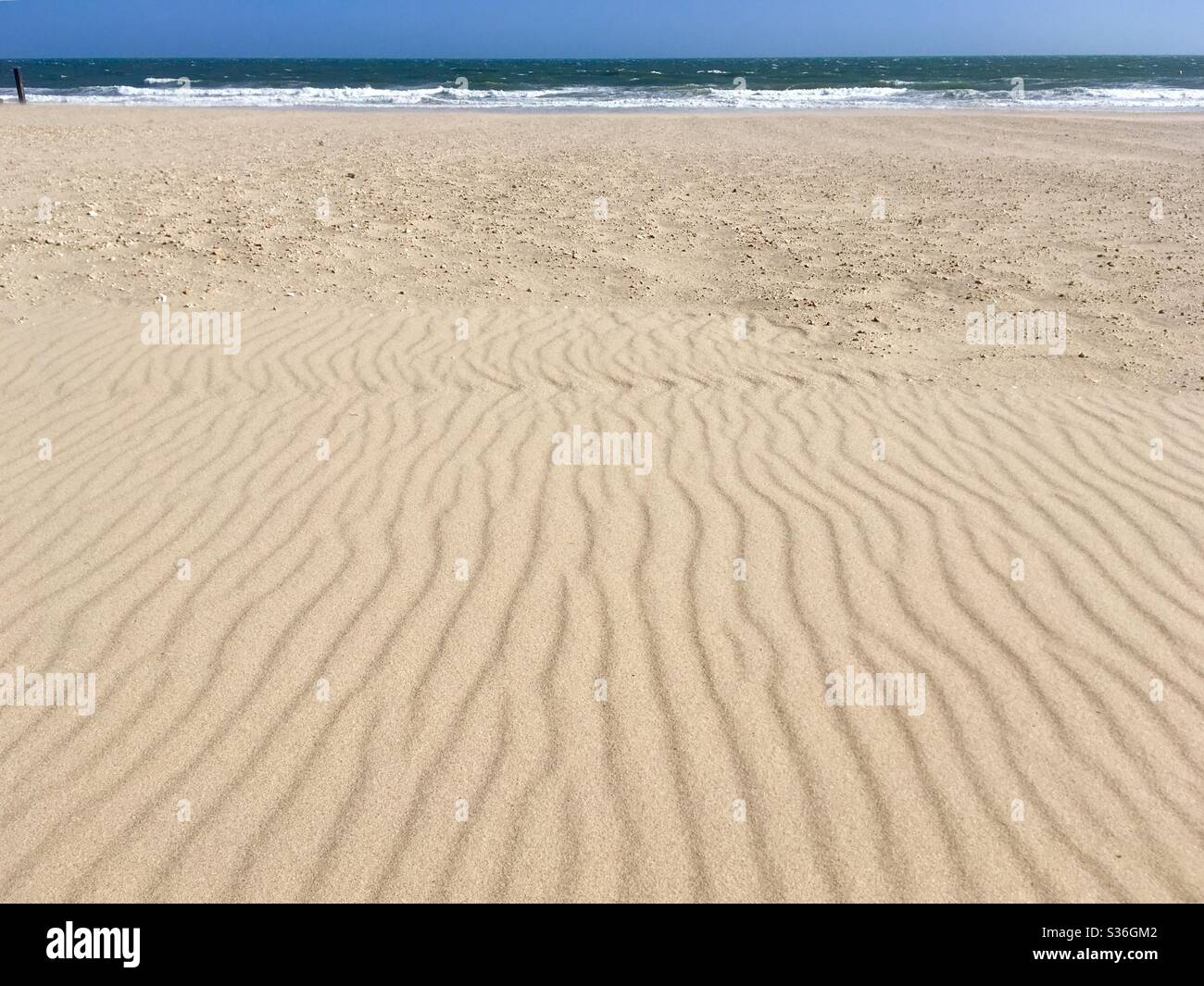 Ripples in the Golden Sands at Boscombe Beach, Bournemouth, Dorset, UK Stock Photo