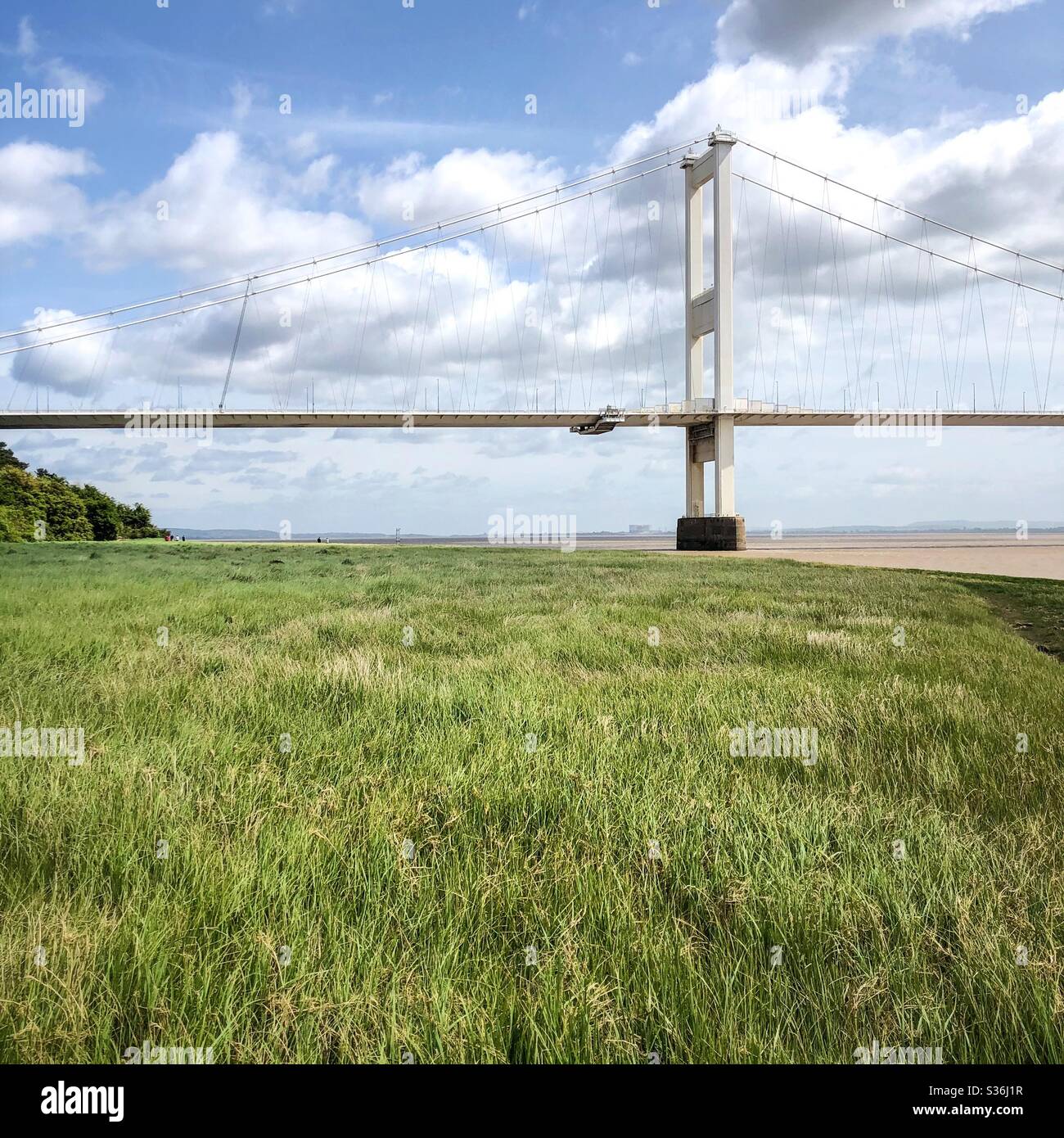 Severn Bridge crossing the River Severn. - Smartphone Captured Stock Image